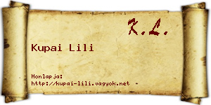 Kupai Lili névjegykártya